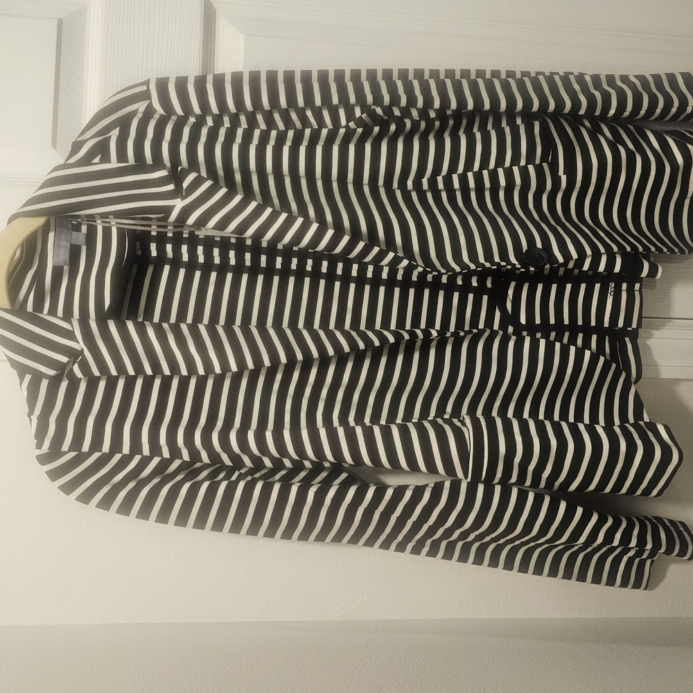 Olivia Moon Black and White Striped Blazer